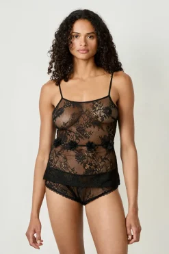 Online ETAM Top bordado NEGRO