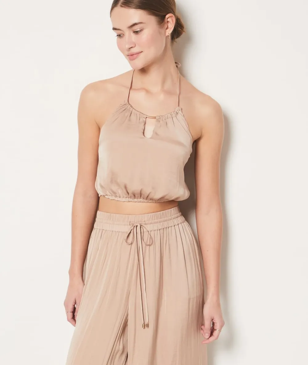 New ETAM Top camisola satinado BEIGE