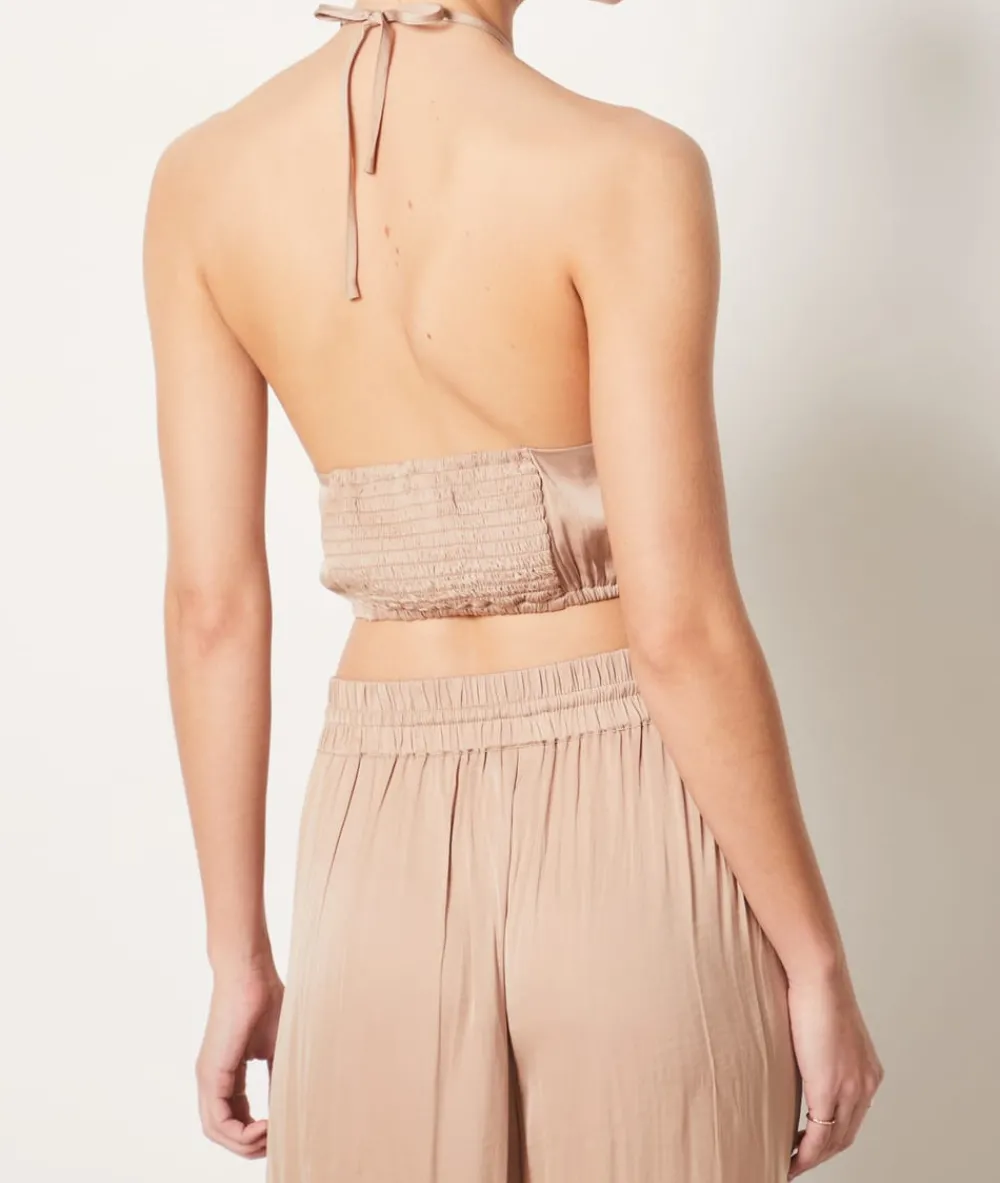 New ETAM Top camisola satinado BEIGE