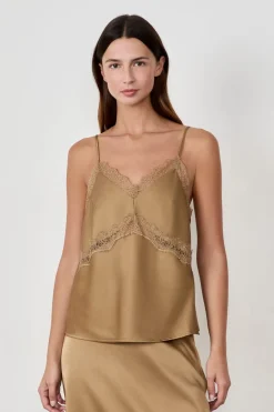 Discount ETAM Top con cuello de encaje CAQUI