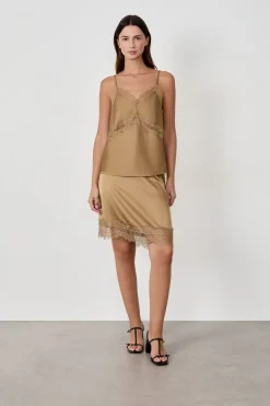Discount ETAM Top con cuello de encaje CAQUI