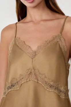 Discount ETAM Top con cuello de encaje CAQUI