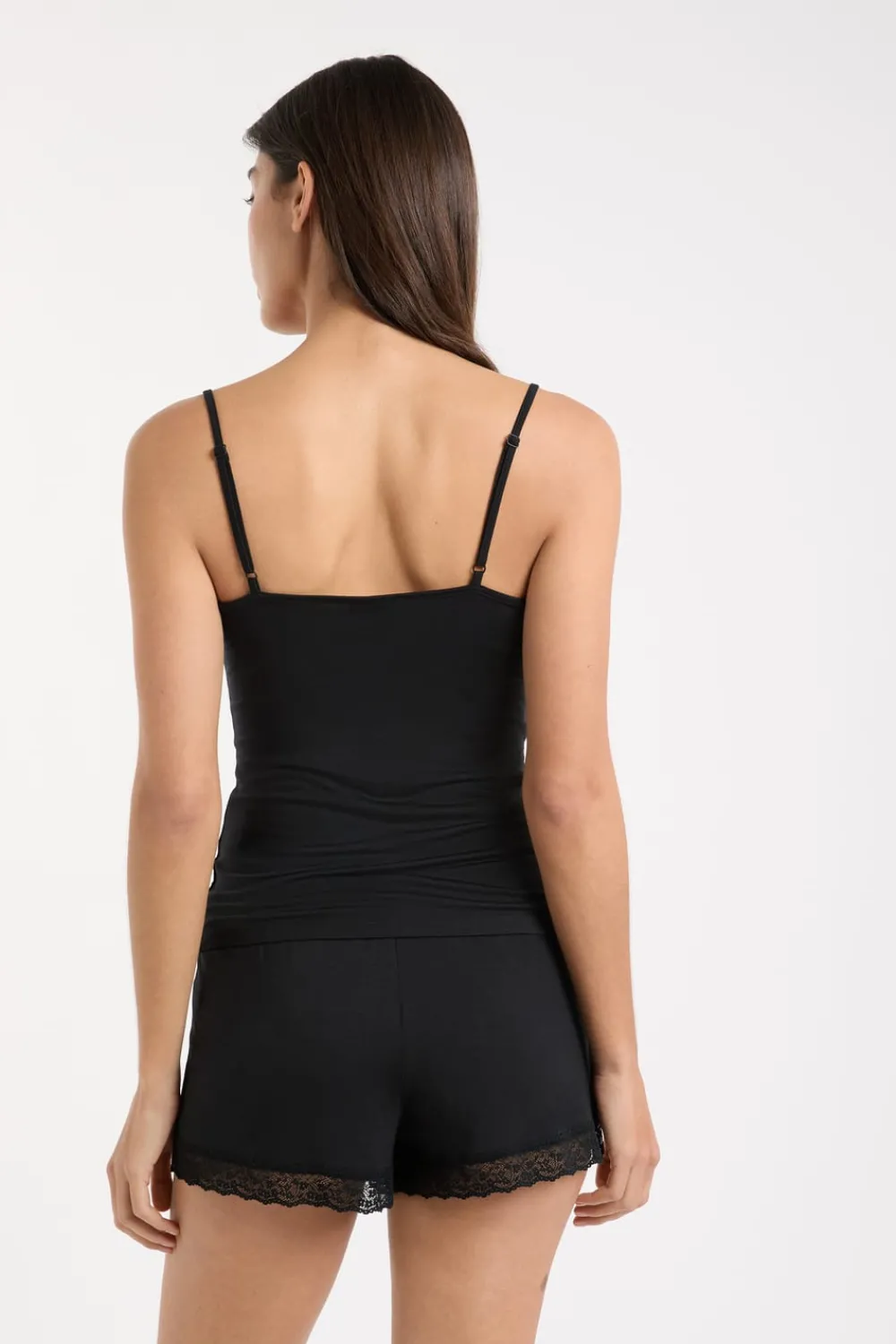 Online ETAM Top con detalles de encaje NEGRO
