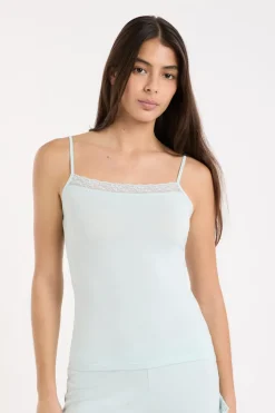 New ETAM Top con detalles de encaje AZUL VERDOSO