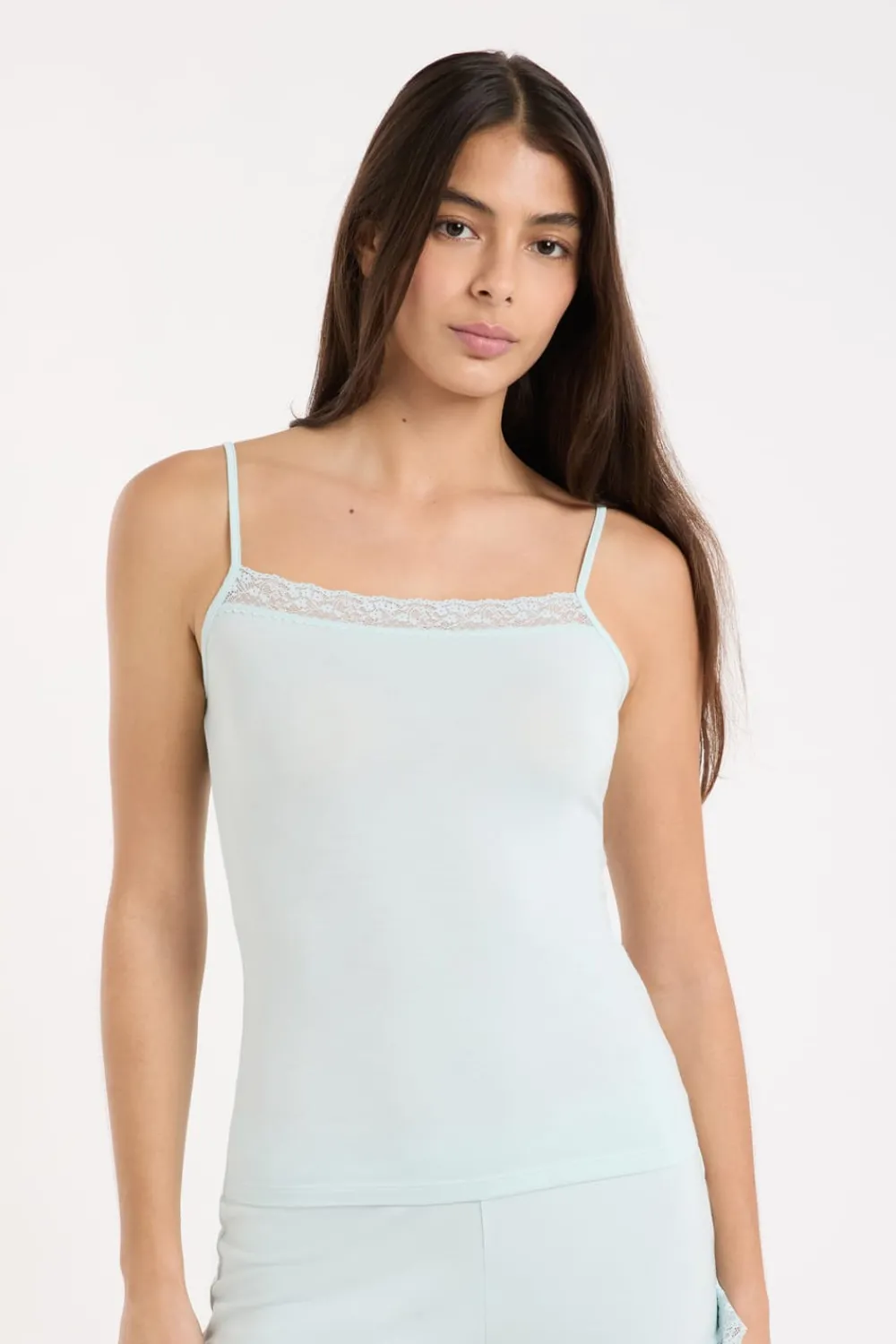 New ETAM Top con detalles de encaje AZUL VERDOSO