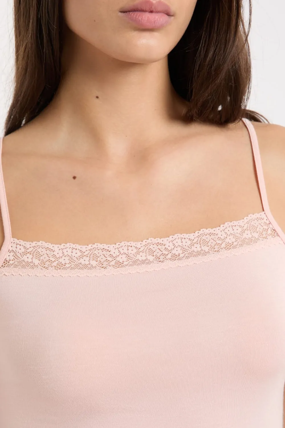 New ETAM Top con detalles de encaje ROSA EMPOLVADO