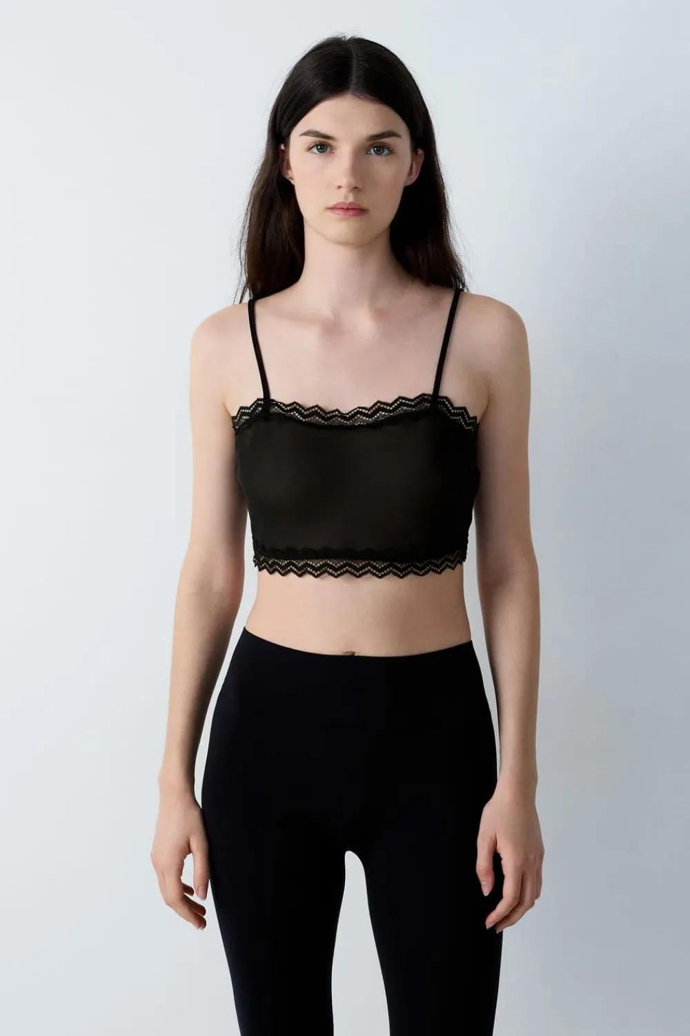 Sale ETAM Top corto transparente NEGRO