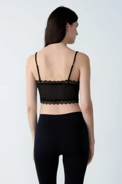 Sale ETAM Top corto transparente NEGRO