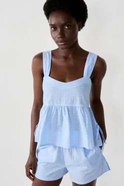 ETAM Top de algodón AZUL