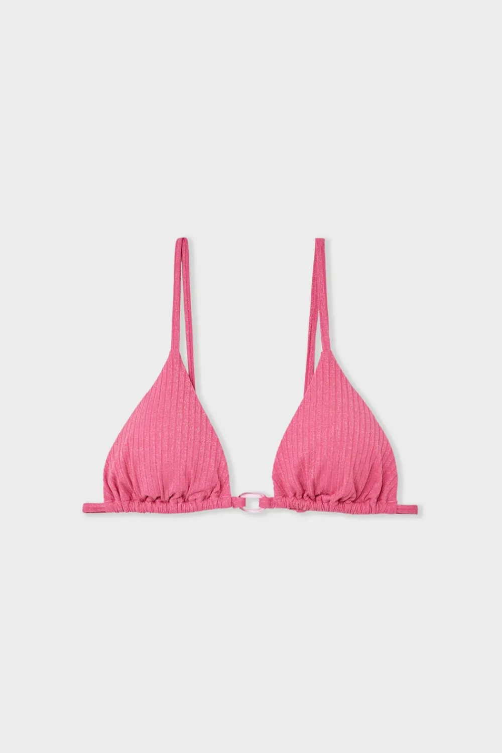 Hot ETAM Top de bikini triangular de tejido brillante ROSA