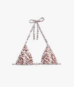 Sale ETAM Top de bikini triángulo con estampado de cebra IMPRESO CON FONDO CRUDO