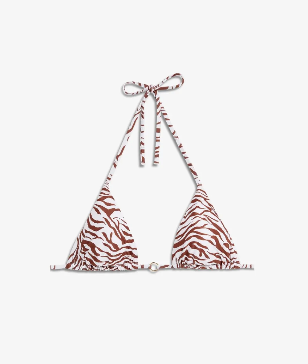 Sale ETAM Top de bikini triángulo con estampado de cebra IMPRESO CON FONDO CRUDO