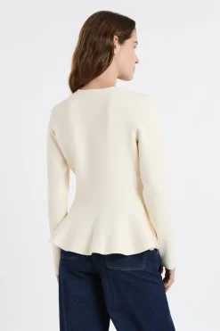 Hot ETAM Top de manga larga con botones dorados lino