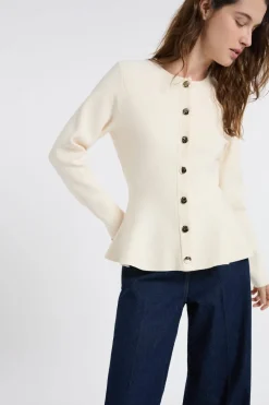 Hot ETAM Top de manga larga con botones dorados lino