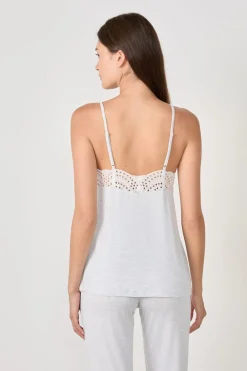 Sale ETAM Top de modal con detalles de encaje GRIS CLARO