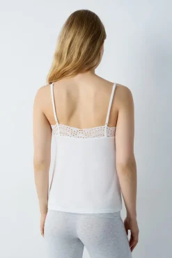 Hot ETAM Top de modal con escote de encaje BLANCO