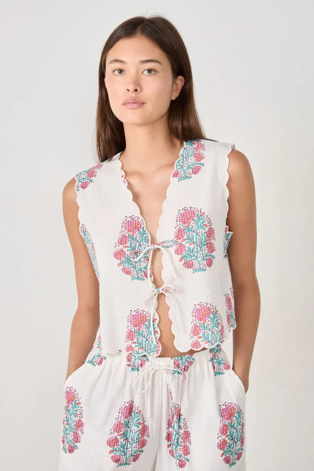 Outlet ETAM Top de pijama de algodón estampado BLANCO