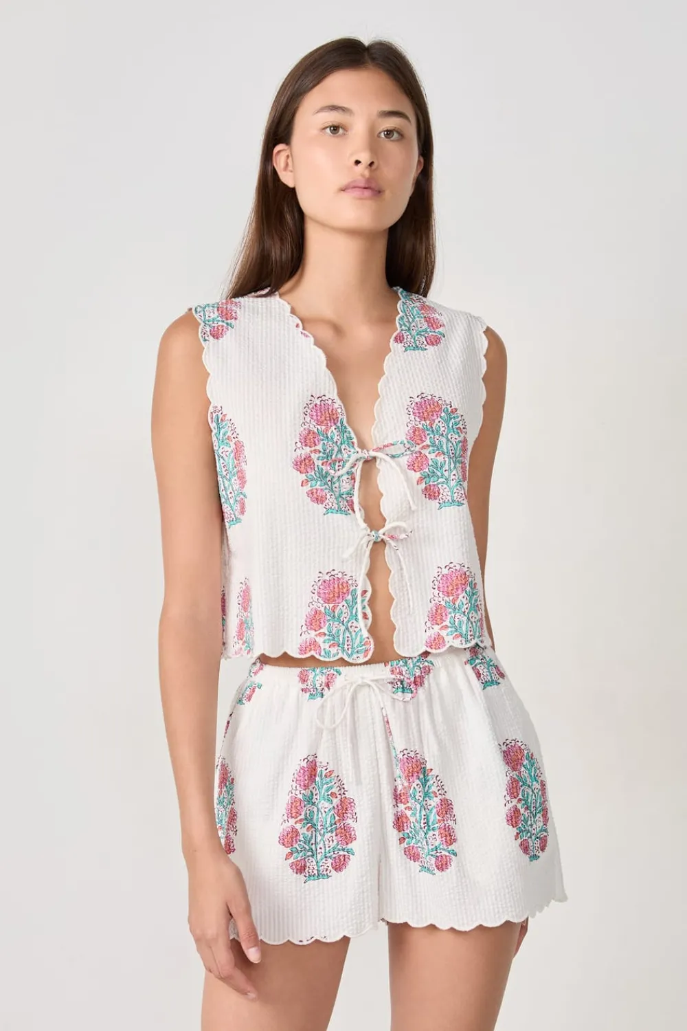 Outlet ETAM Top de pijama de algodón estampado BLANCO