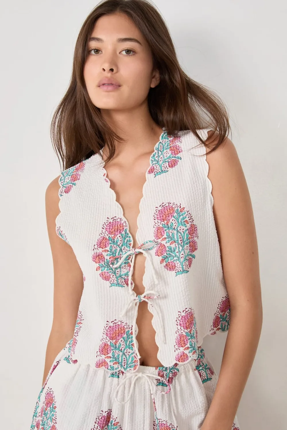 Outlet ETAM Top de pijama de algodón estampado BLANCO