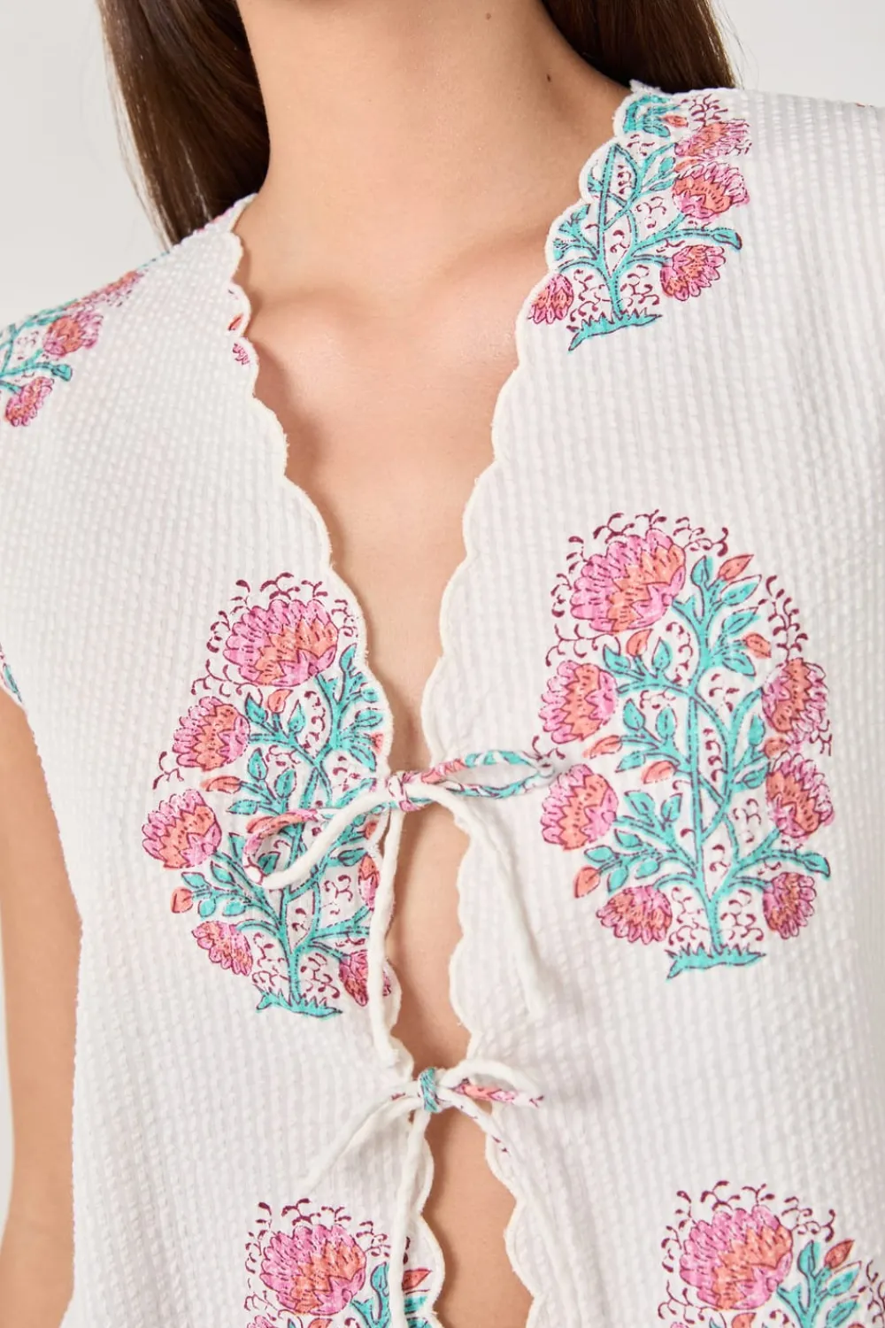 Outlet ETAM Top de pijama de algodón estampado BLANCO