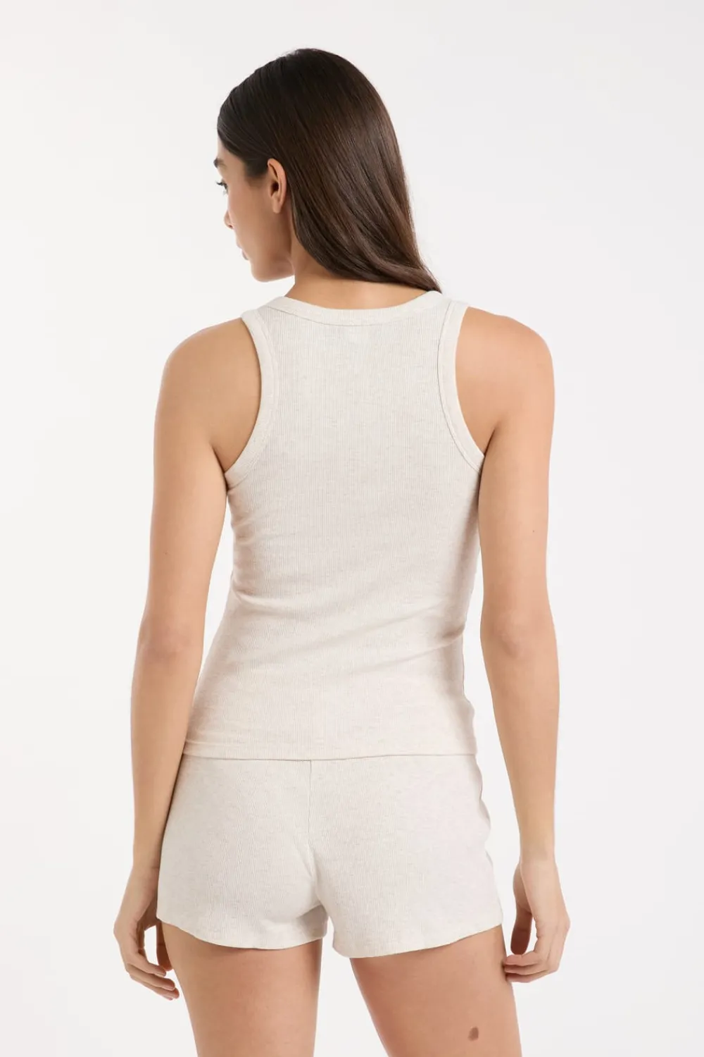 Hot ETAM Top de pijama de cuello redondo con algodón BEIGE