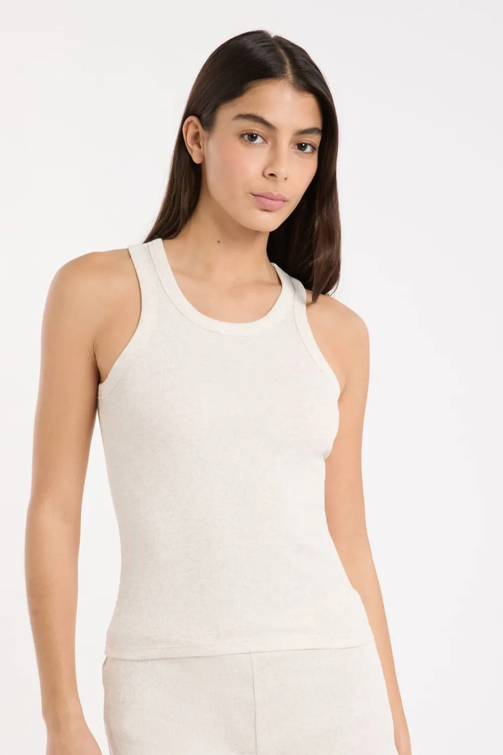 Hot ETAM Top de pijama de cuello redondo con algodón BEIGE