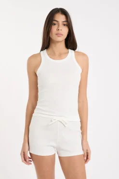 Best ETAM Top de pijama de cuello redondo con algodón BLANCO