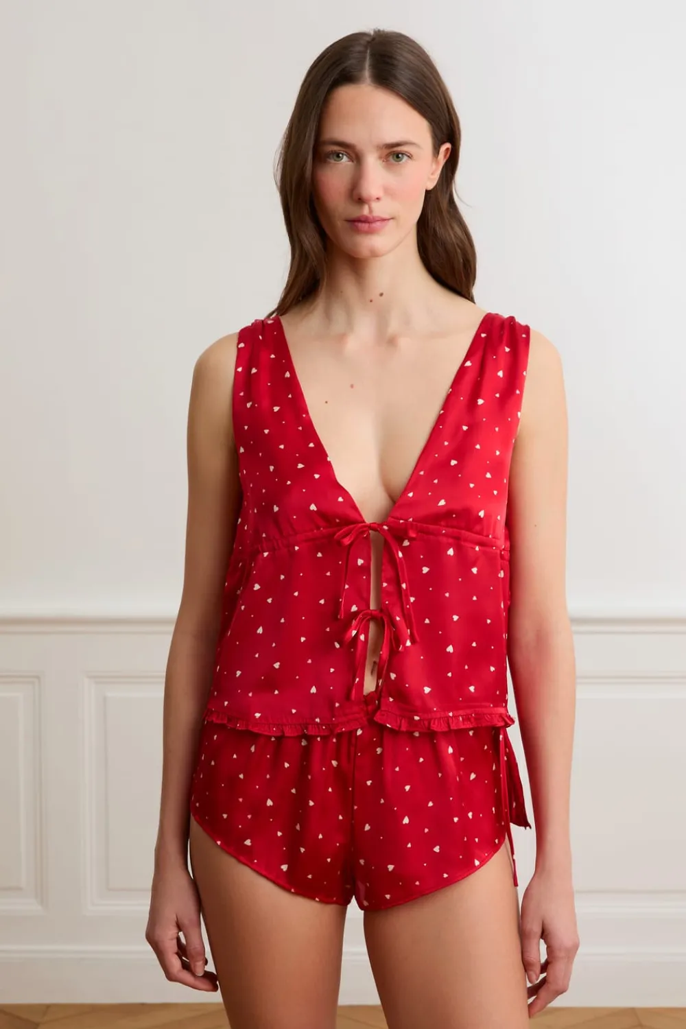 Clearance ETAM Top de pijama de satén con lunares ROJO