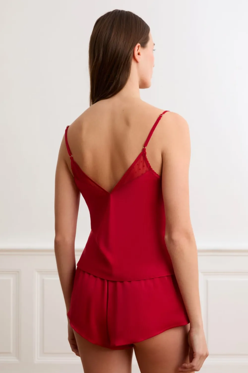 Discount ETAM Top de satén con lazos ROJO