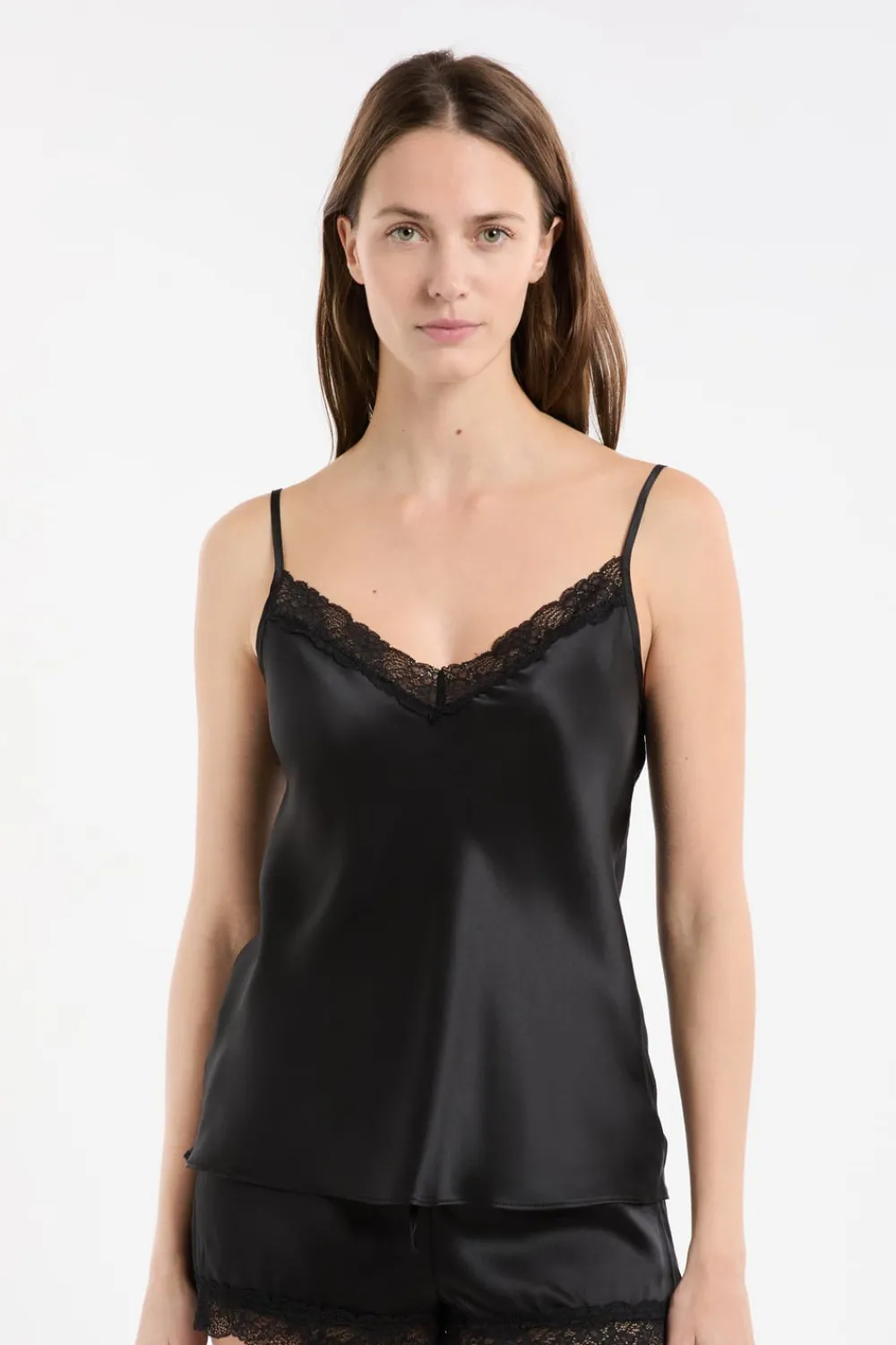 Online ETAM Top de seda NEGRO