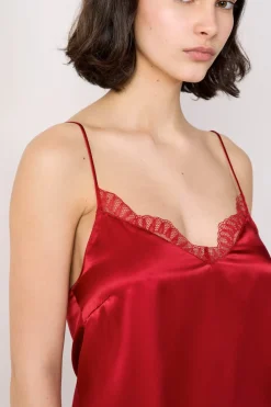 Sale ETAM Top de seda con detalles de encaje CARDINAL