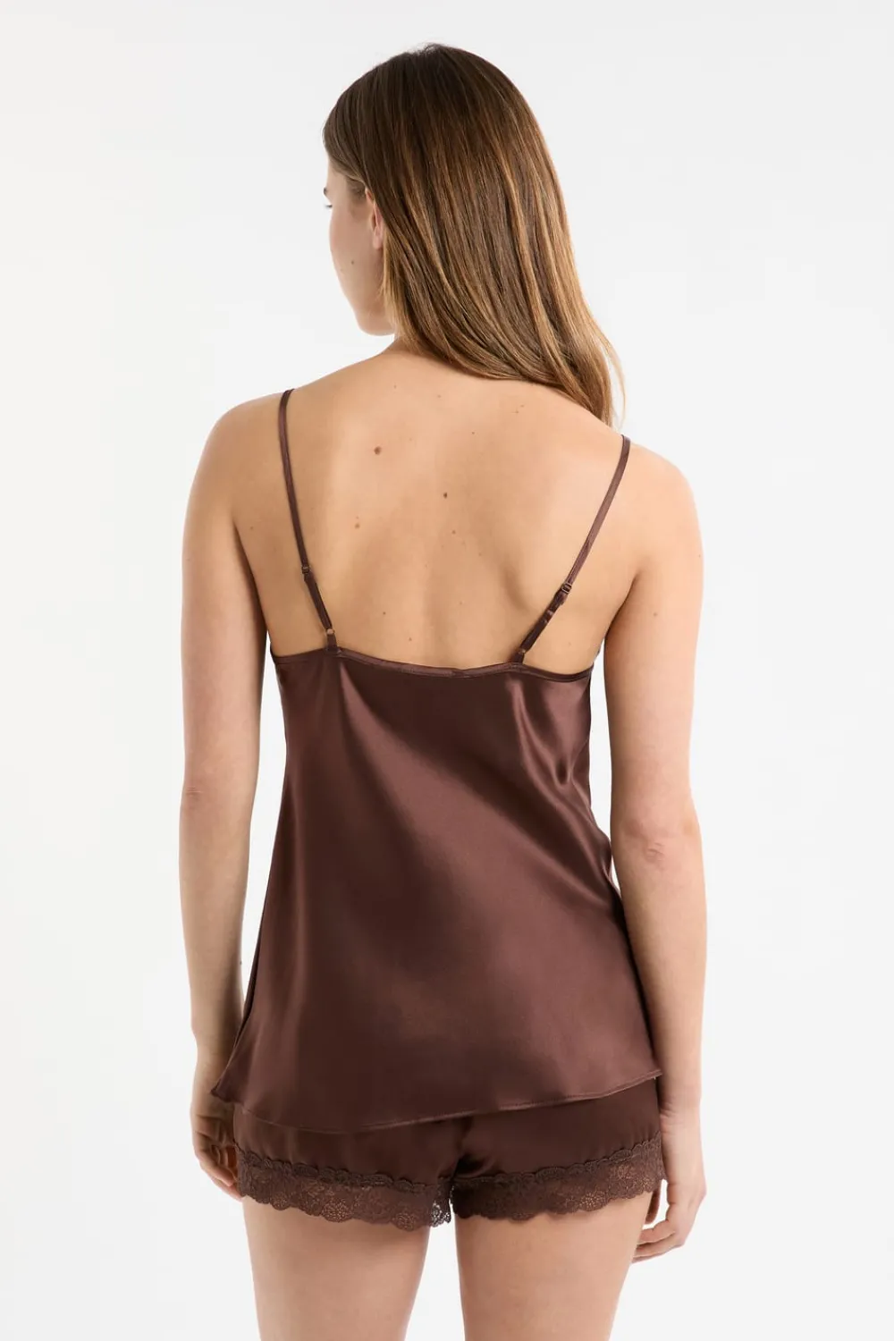 Sale ETAM Top de seda con detalles de encaje HENNA