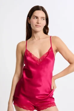 Outlet ETAM Top de seda con detalles de encaje PETUNIA