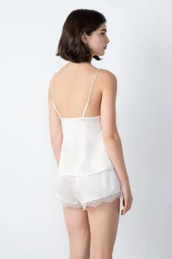 Online ETAM Top de seda con detalles de encaje CRUDO