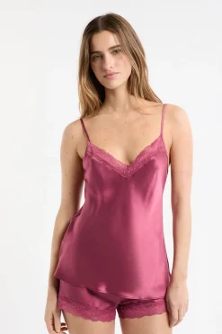 Clearance ETAM Top de seda con detalles de encaje BLUSH
