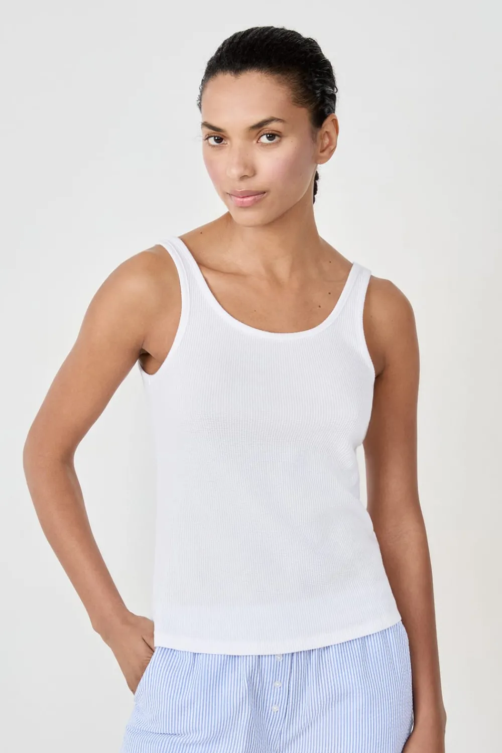 Sale ETAM Top de tirantes de algodón BLANCO