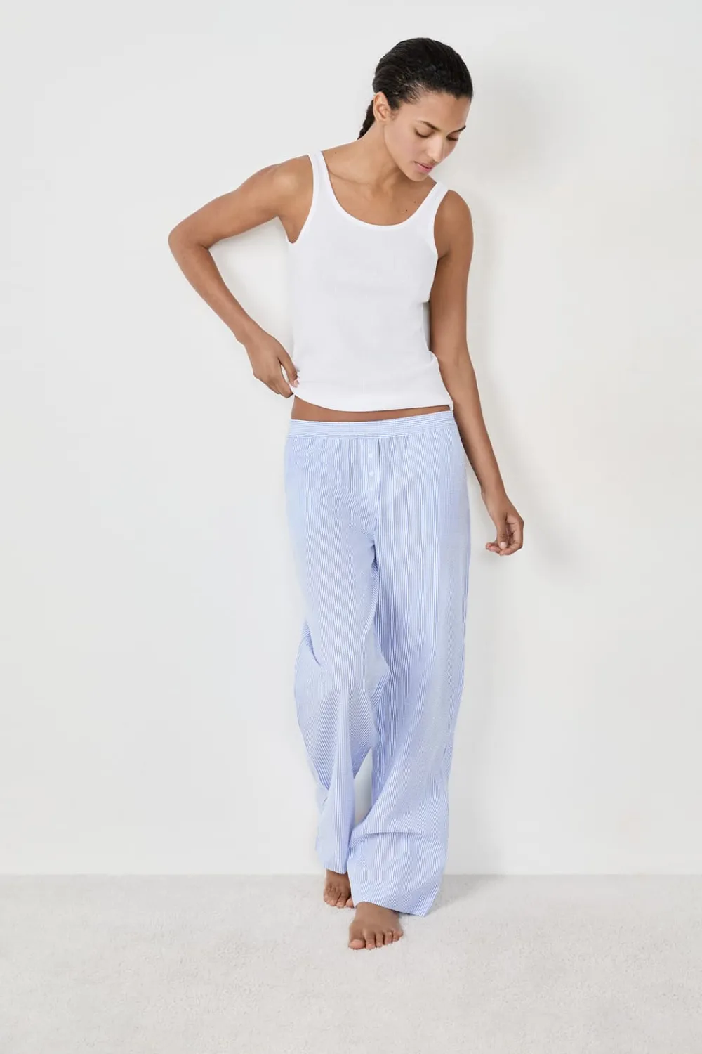 Sale ETAM Top de tirantes de algodón BLANCO