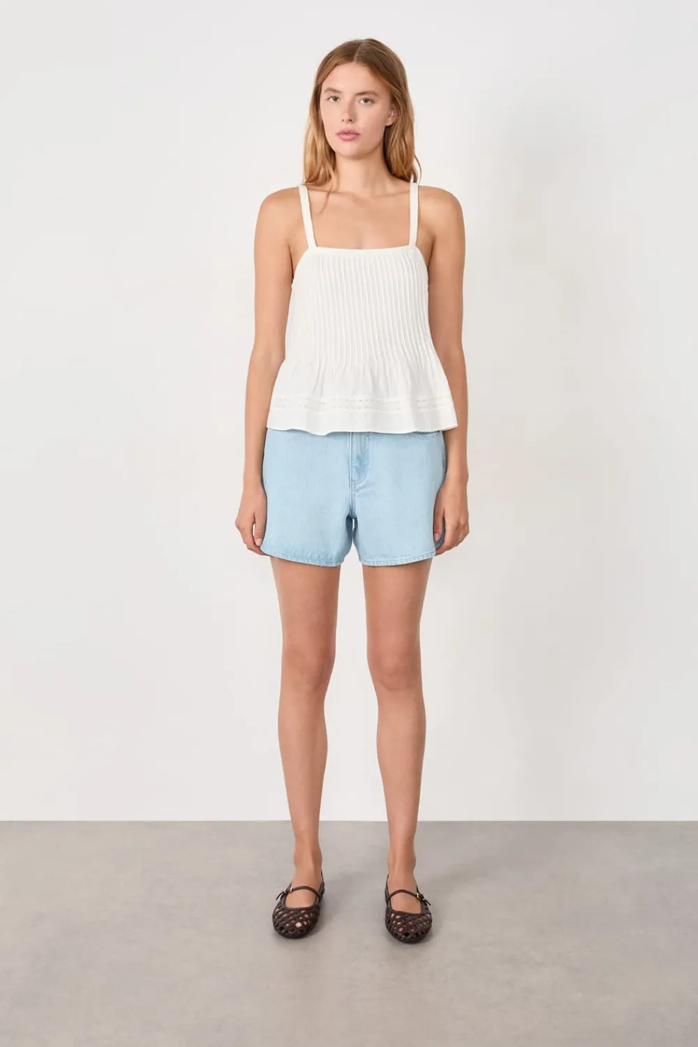 New ETAM Top de tirantes de algodón ECRU
