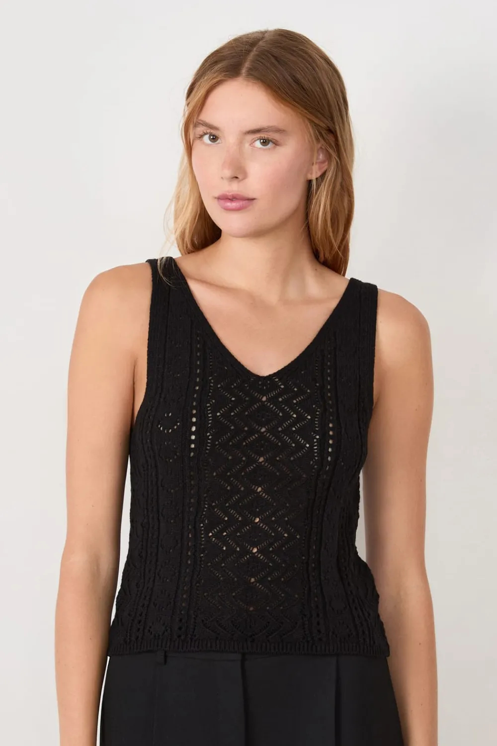 ETAM Top de tirantes de punto NEGRO