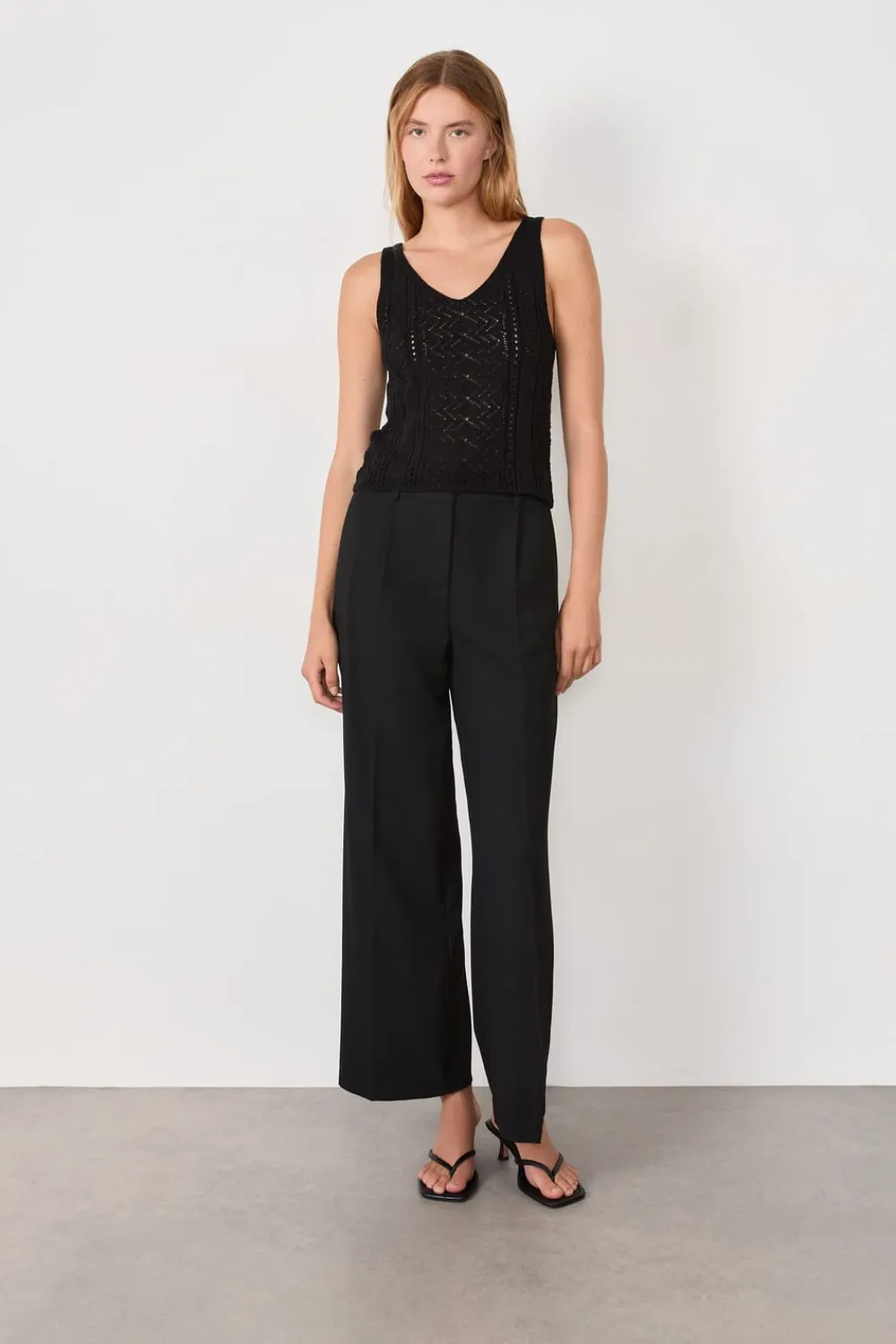 ETAM Top de tirantes de punto NEGRO