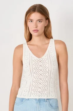 Outlet ETAM Top de tirantes de punto calado ECRU