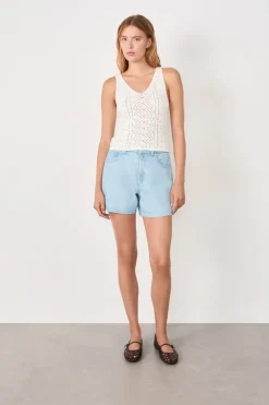Outlet ETAM Top de tirantes de punto calado ECRU