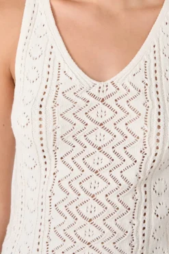 Outlet ETAM Top de tirantes de punto calado ECRU