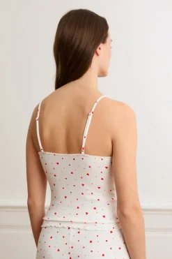 Clearance ETAM Top interior de punto calado con corazones de algodón IMP FD crudo