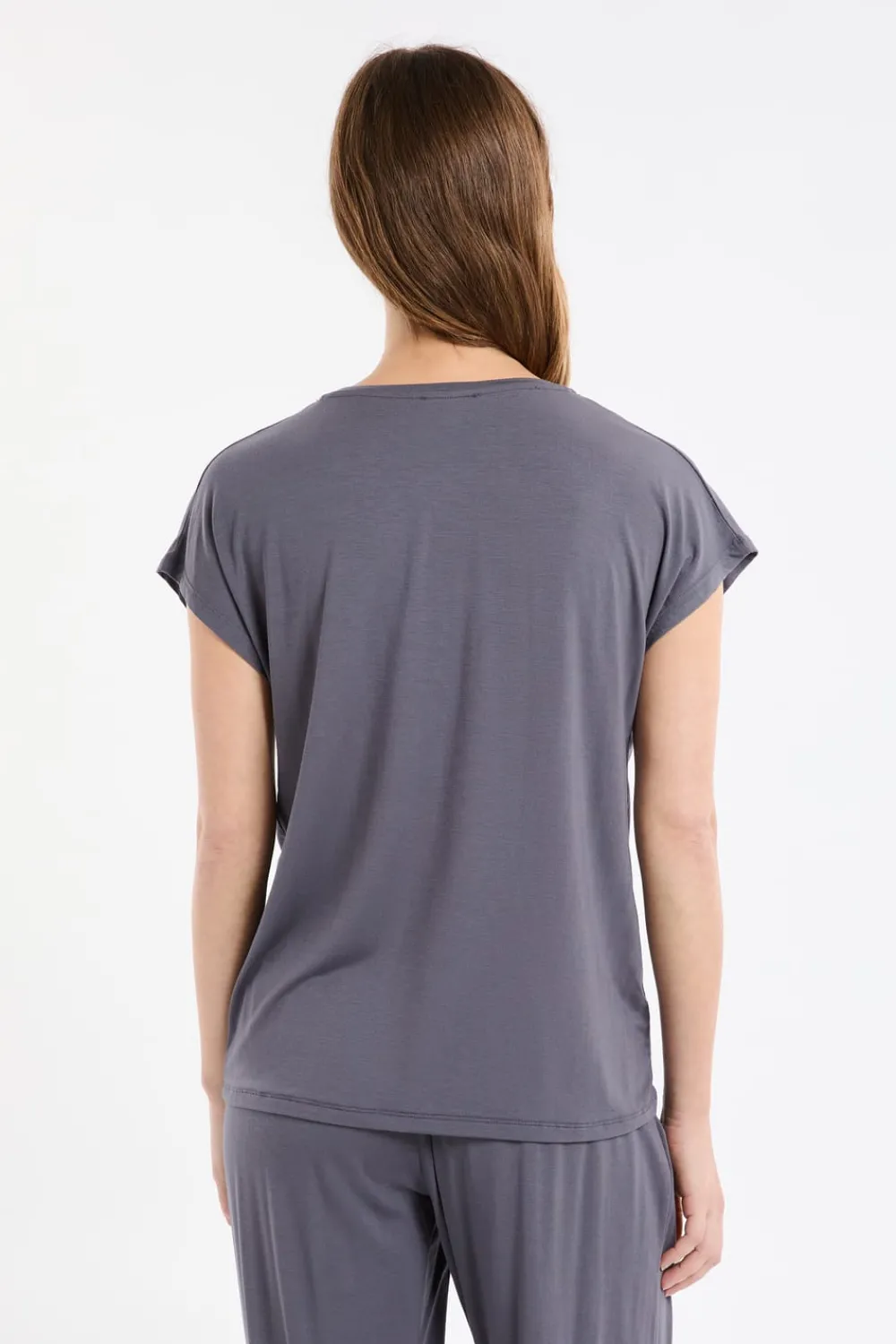 Clearance ETAM Top liso de manga corta ANTRACITA