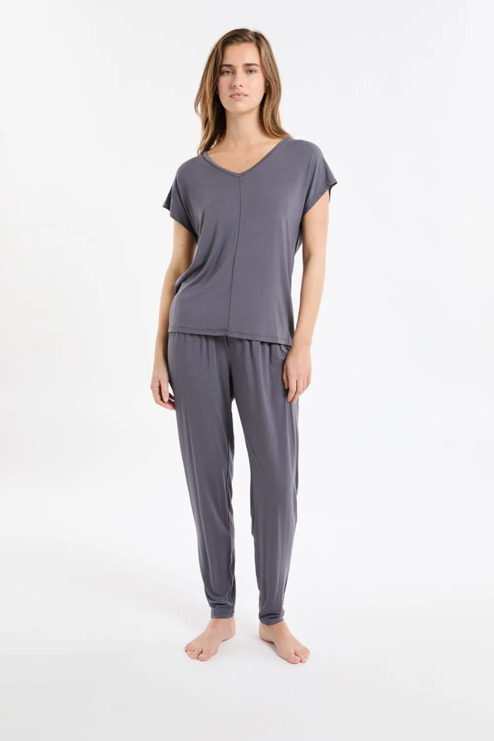 Clearance ETAM Top liso de manga corta ANTRACITA