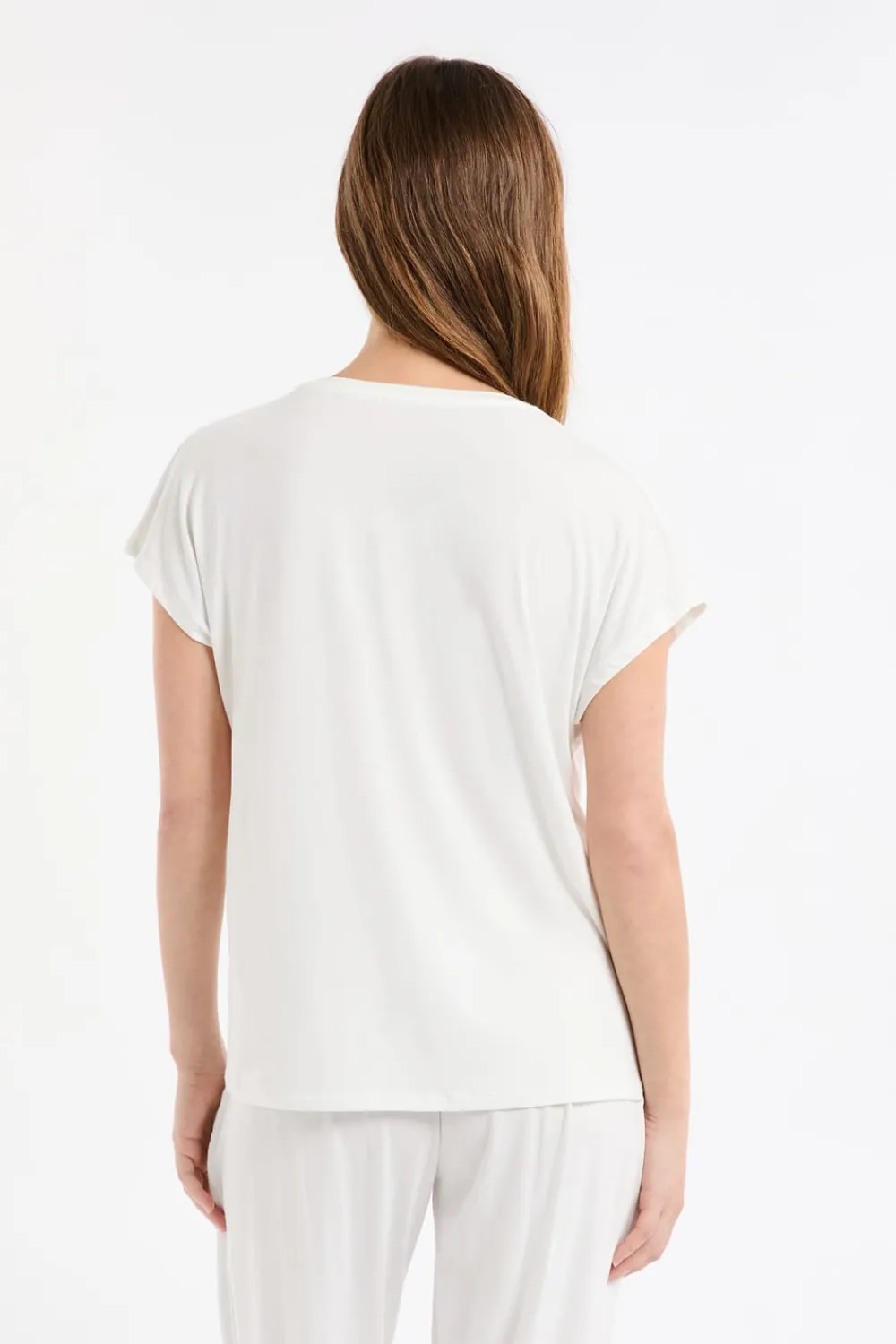 New ETAM Top liso de manga corta BLANCO CRUDO