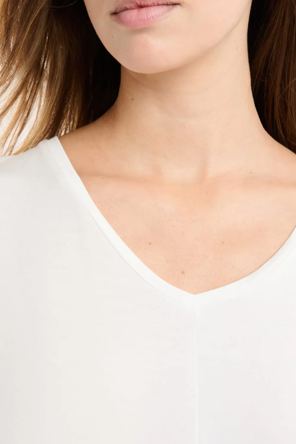 New ETAM Top liso de manga corta BLANCO CRUDO