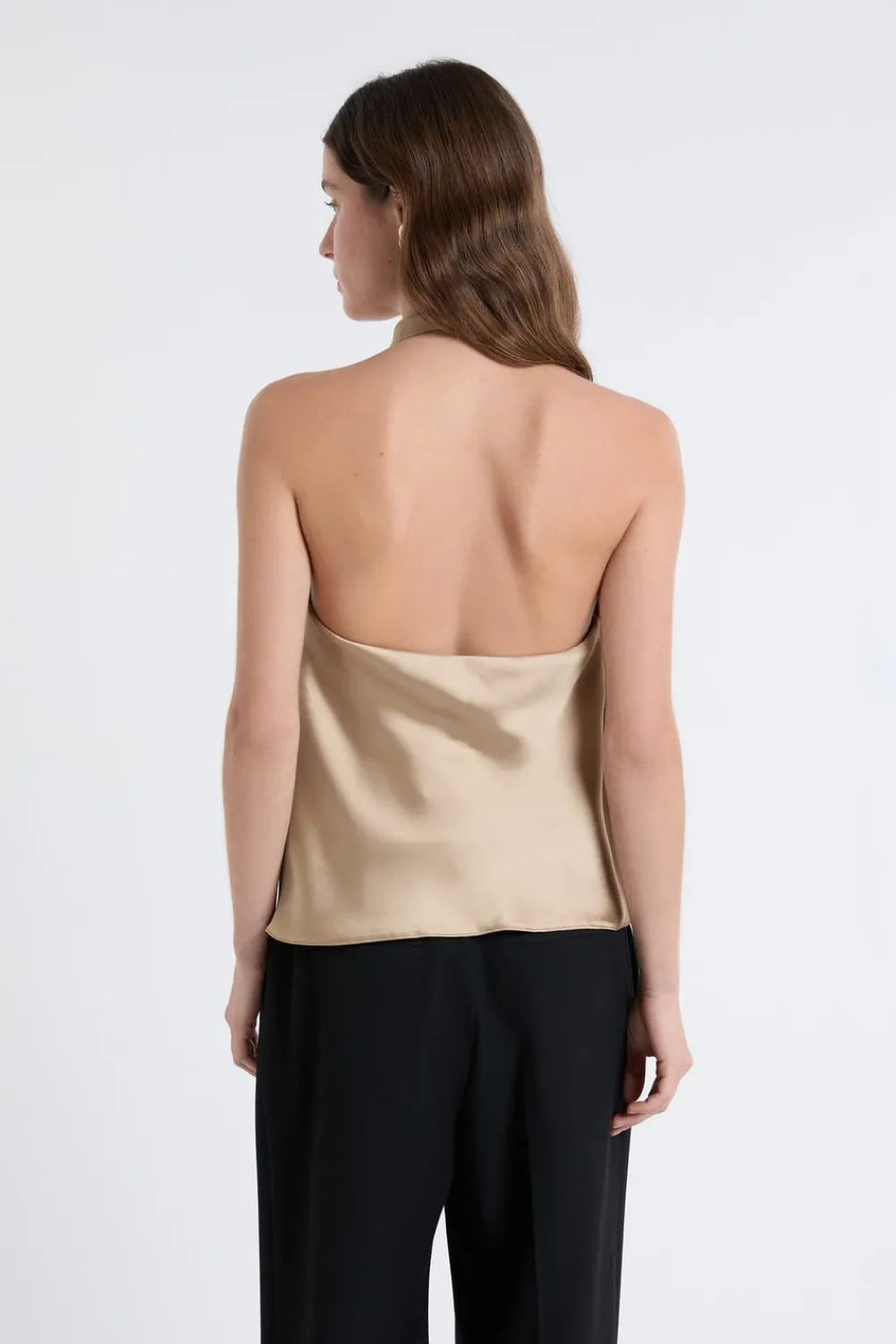 Clearance ETAM Top sans manches satiné avec col bénitier OR