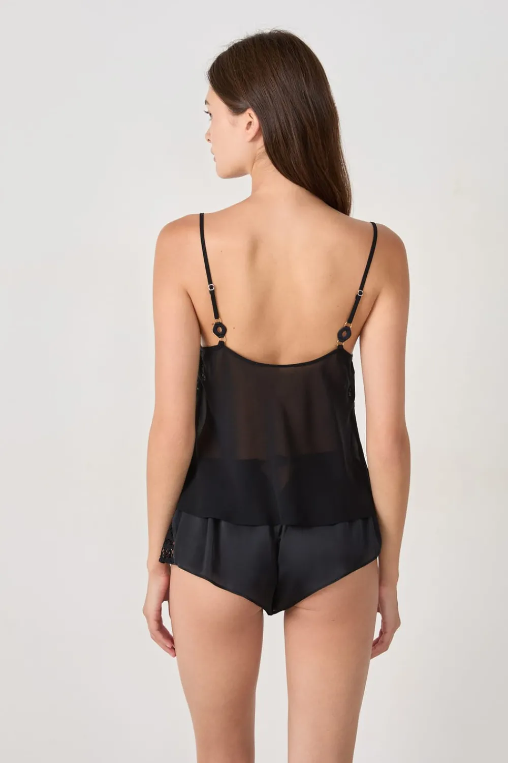 ETAM Top satinado con encaje NEGRO